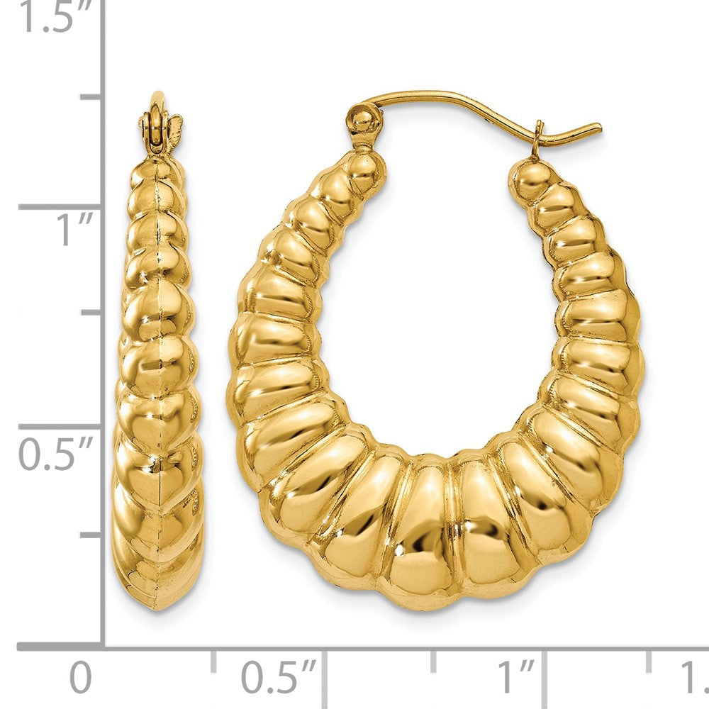 10k Polished Scalloped Hoop Earrings