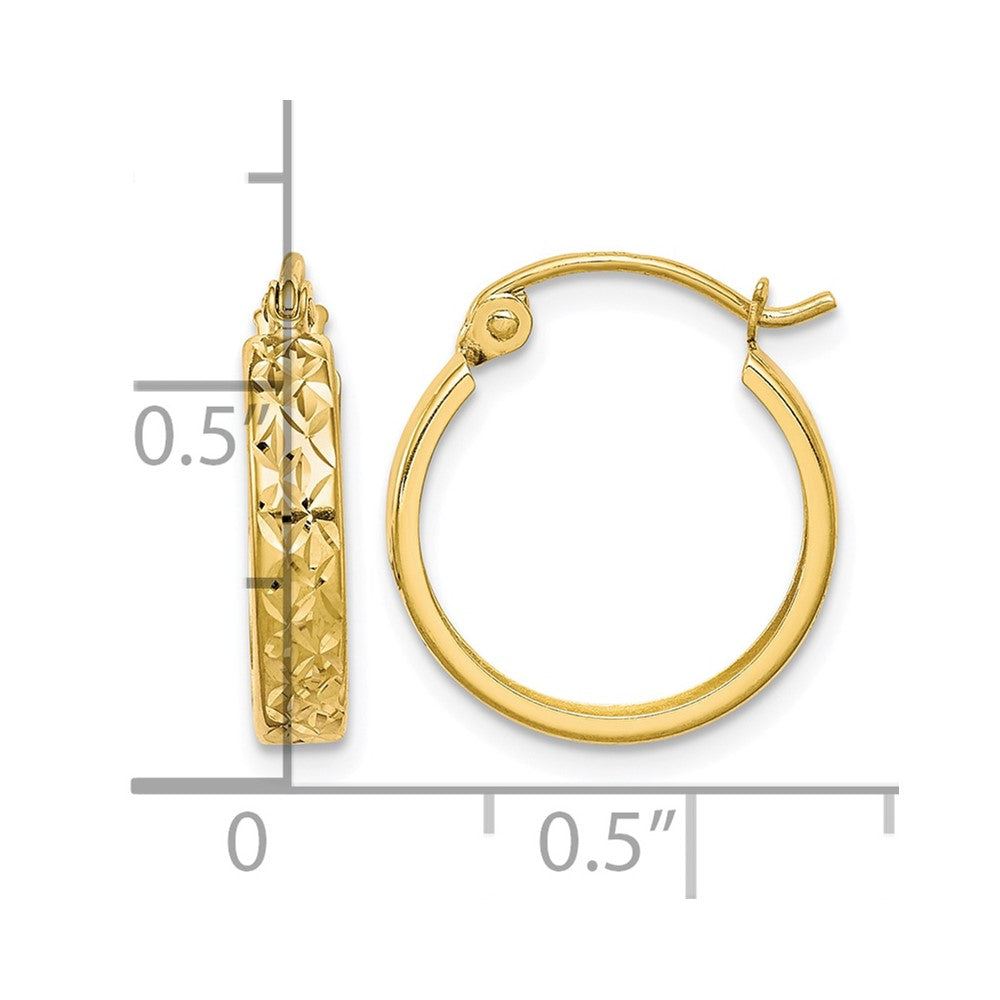 10K D/C Square Tube Hoop Earrings