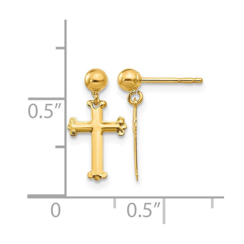 10K Cross Dangle Post Earrings