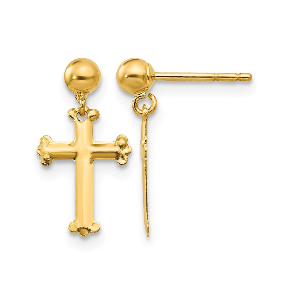 10K Cross Dangle Post Earrings