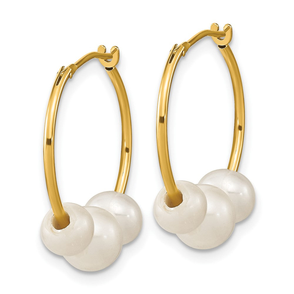 10K Madi K 5-7mm Round White FWC Pearl Hoop Earrings