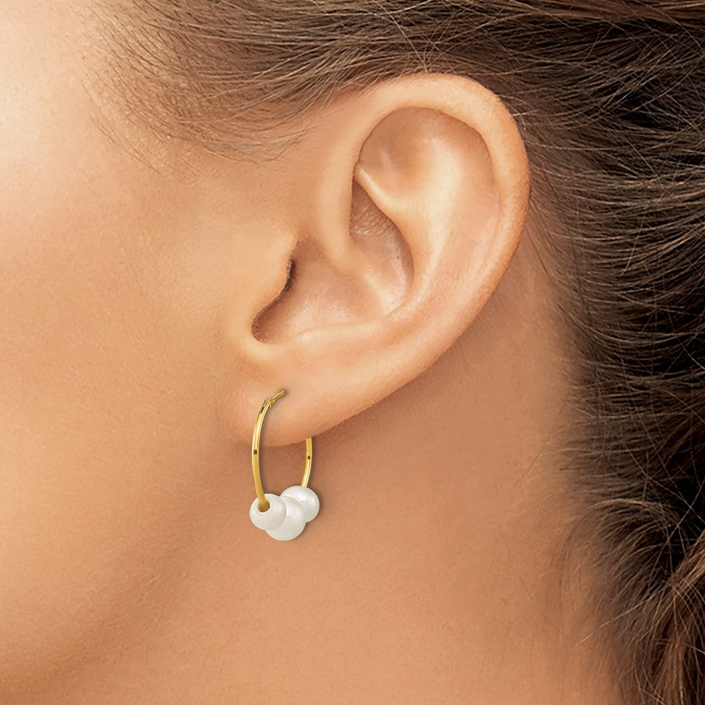 10K Madi K 5-7mm Round White FWC Pearl Hoop Earrings