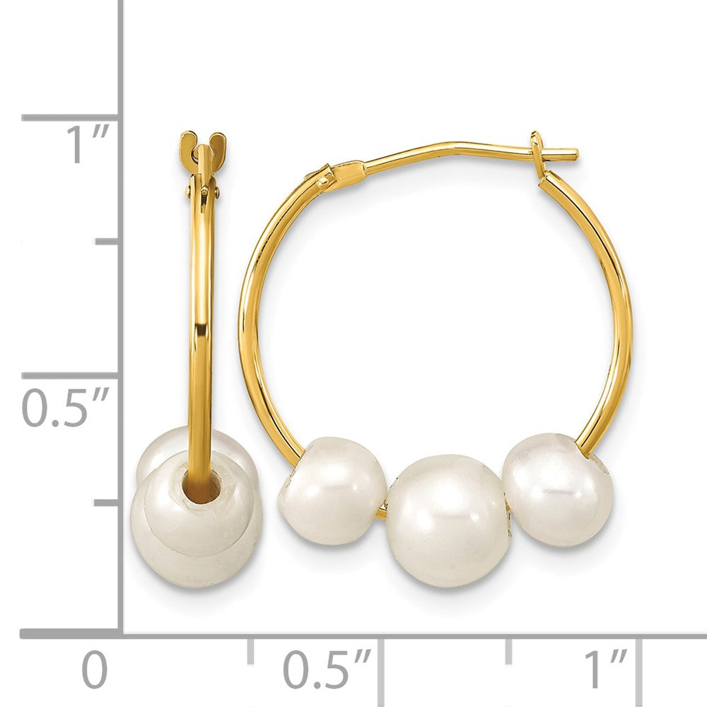 10K Madi K 5-7mm Round White FWC Pearl Hoop Earrings