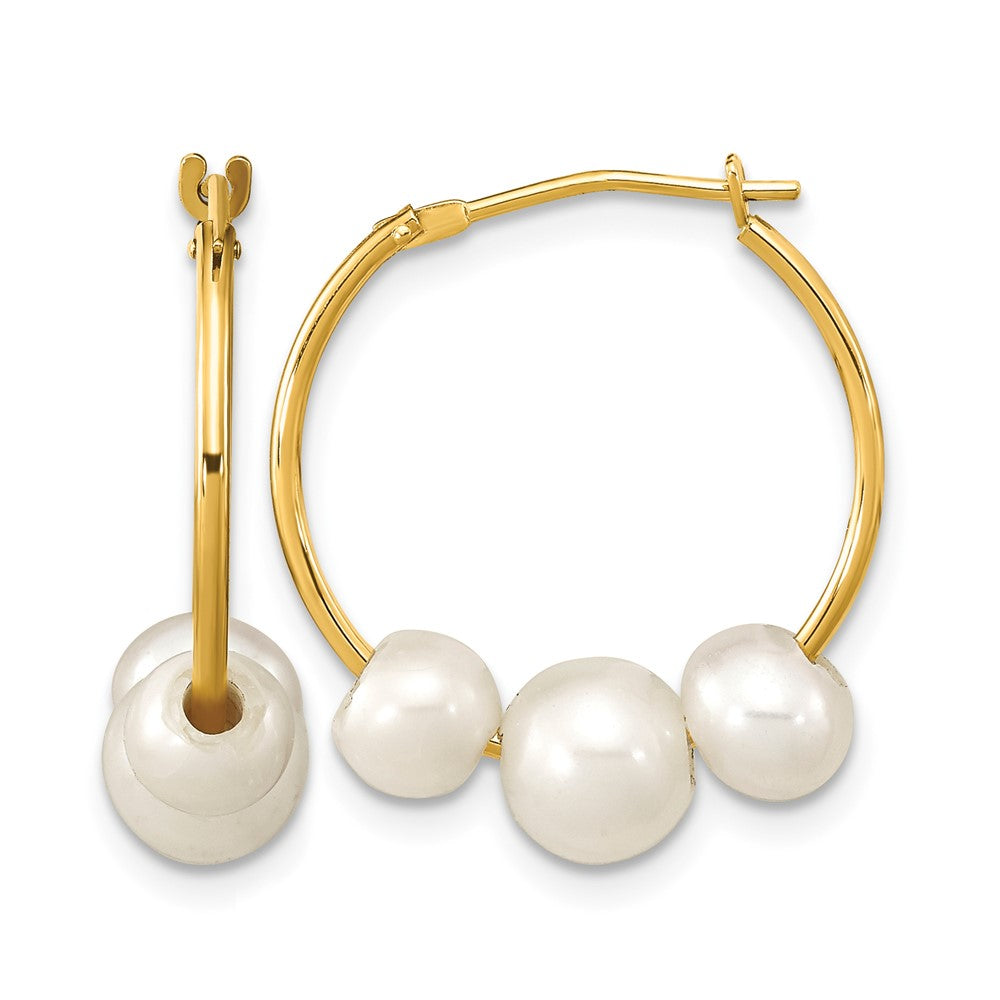 10K Madi K 5-7mm Round White FWC Pearl Hoop Earrings