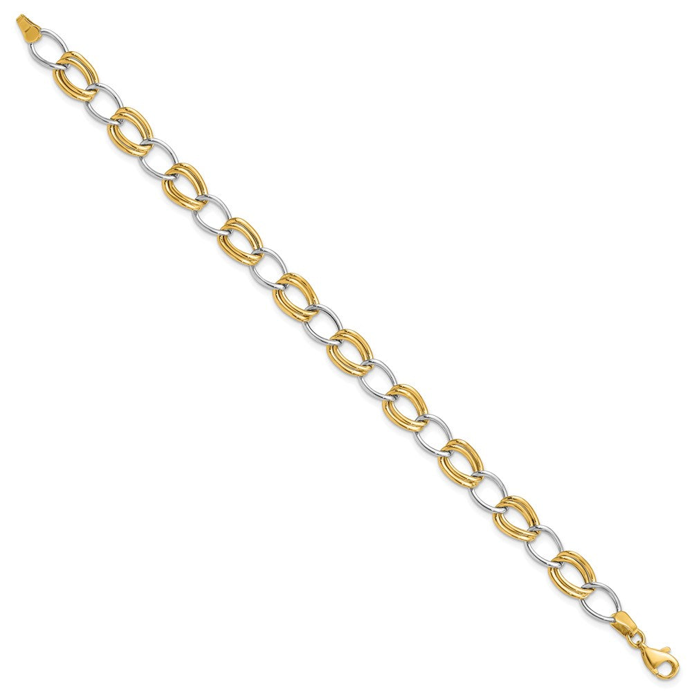 10k Two-tone Polished Open Link Bracelet