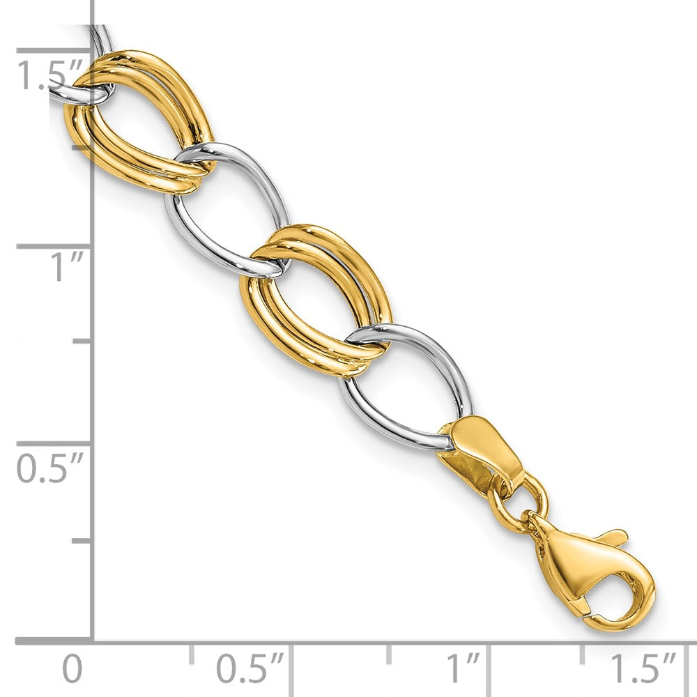10k Two-tone Polished Open Link Bracelet