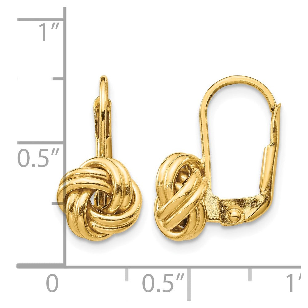 10k Polished Love Knot Leverback Earrings