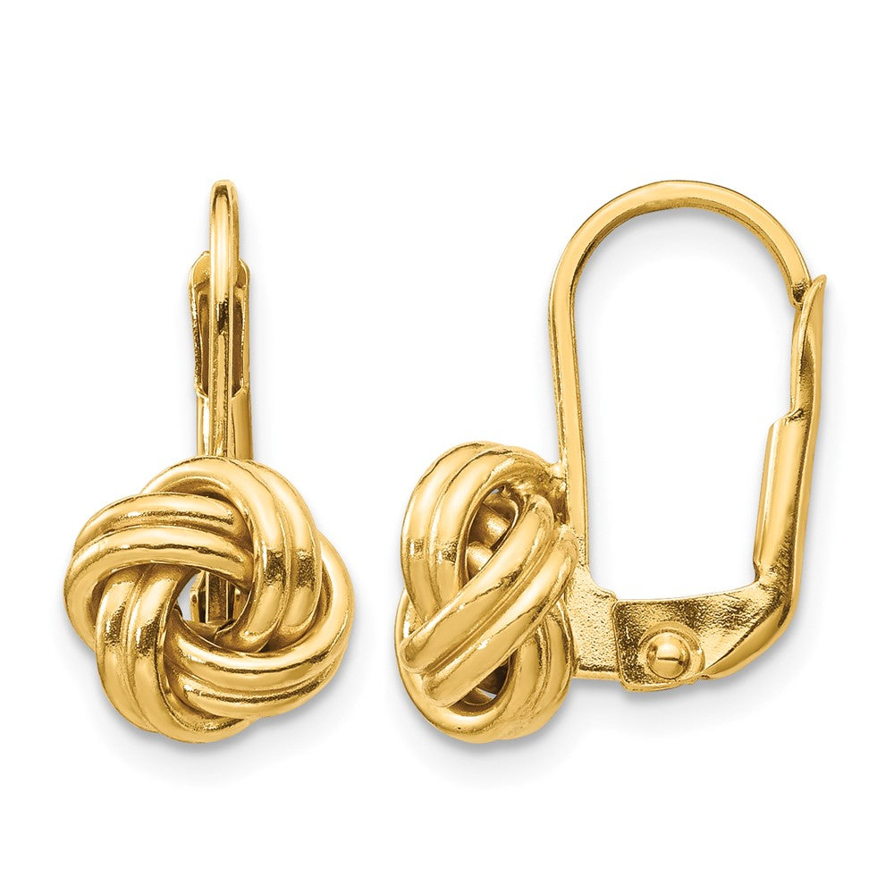 10k Polished Love Knot Leverback Earrings