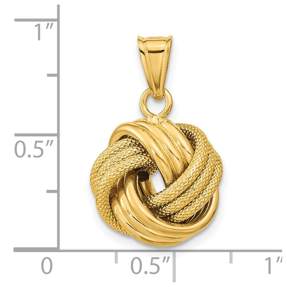 10k Polished Textured Love Knot Pendant