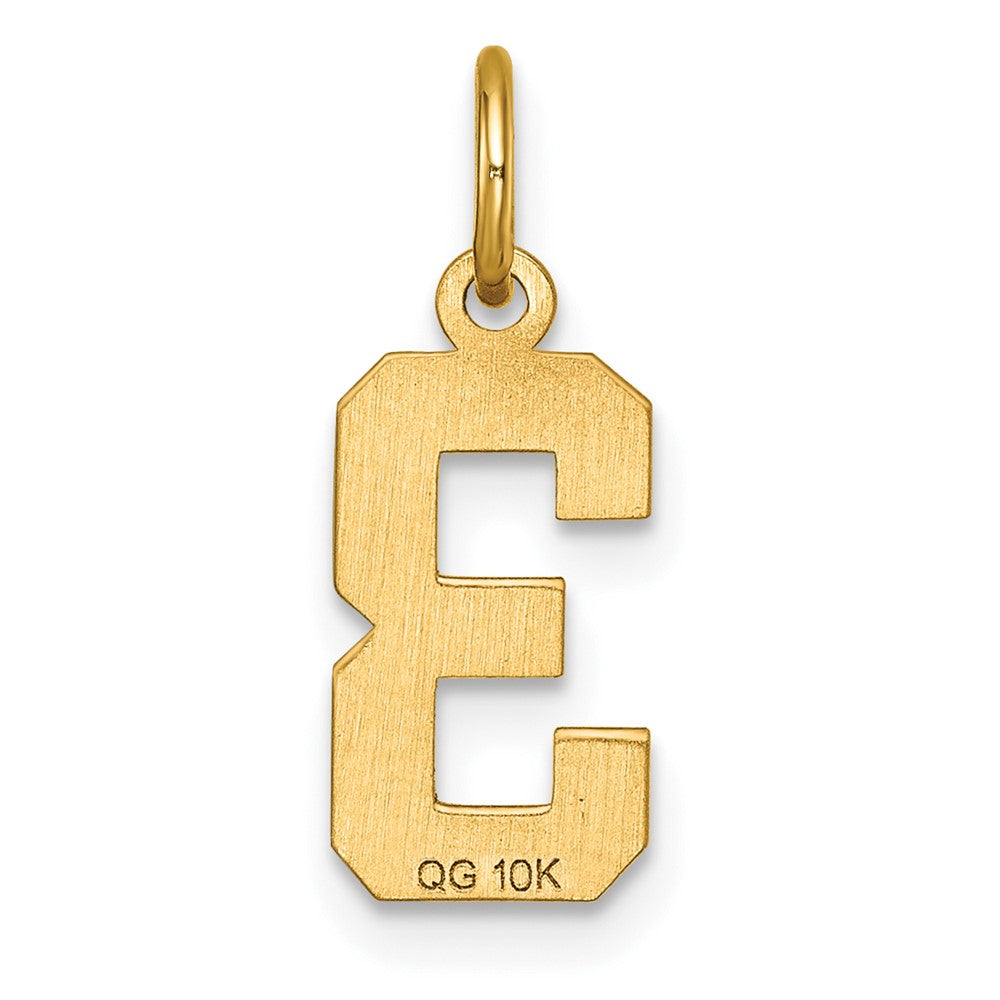 10ky Casted Small Diamond-cut Number 3 Charm