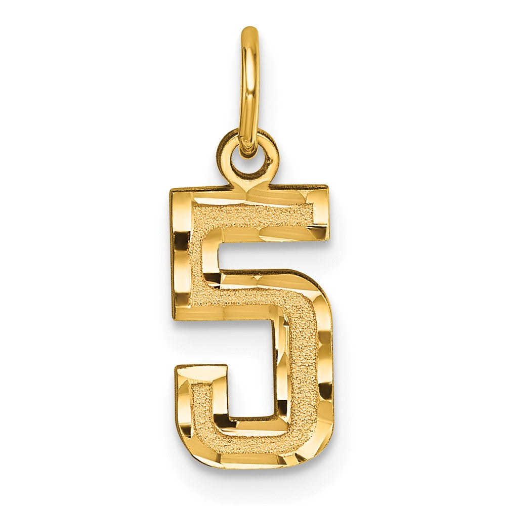10ky Casted Small Diamond-cut Number 5 Charm