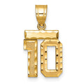 10k Small Brushed Diamond-cut Number 10 Charm
