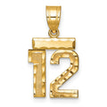 10k Small Brushed Diamond-cut Number 12 Charm