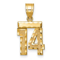 10k Small Brushed Diamond-cut Number 14 Charm