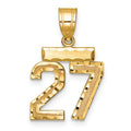 10k Small Brushed Diamond-cut Number 27 Charm