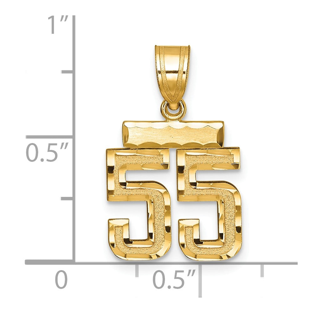10k Small Brushed Diamond-cut Number 55 Charm