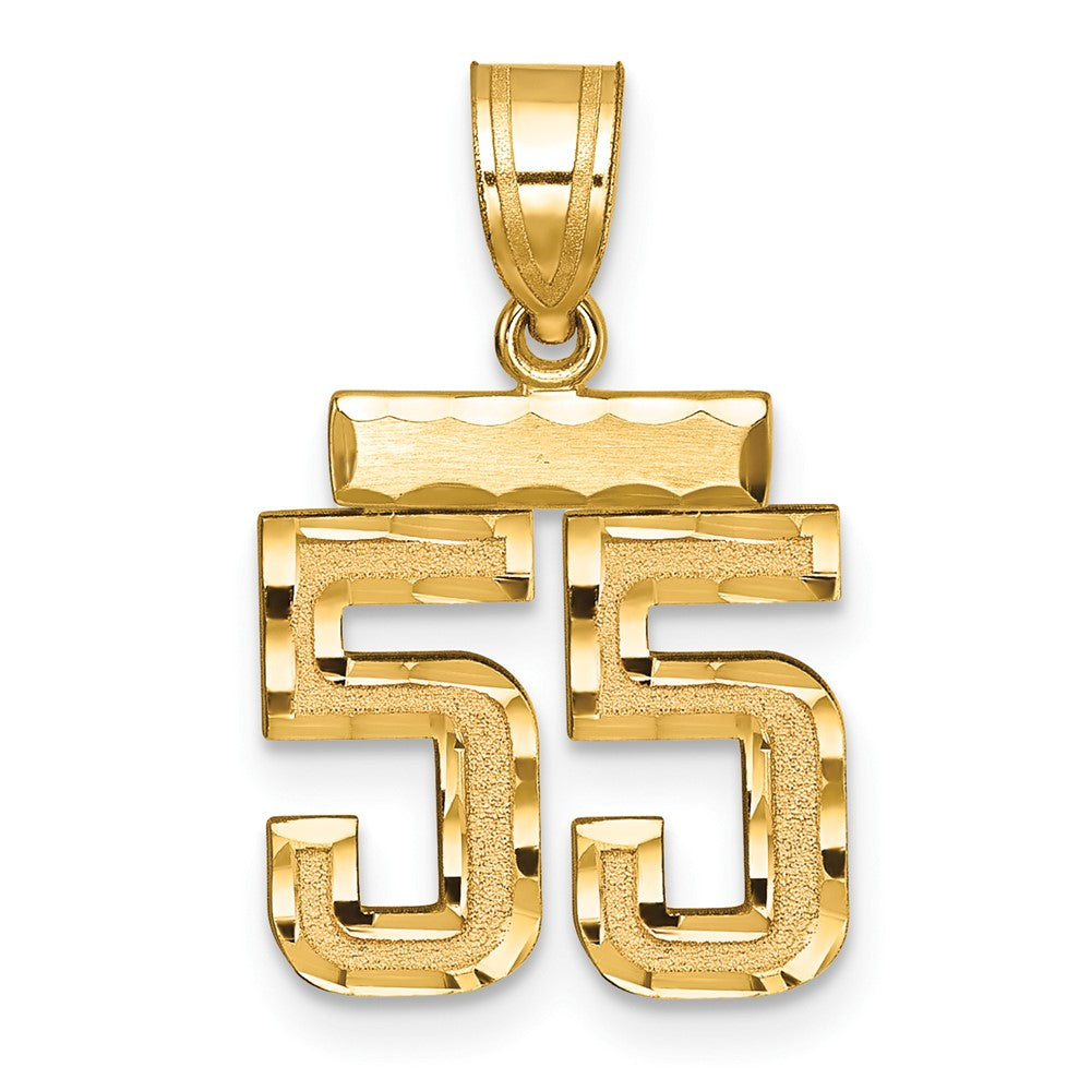 10k Small Brushed Diamond-cut Number 55 Charm