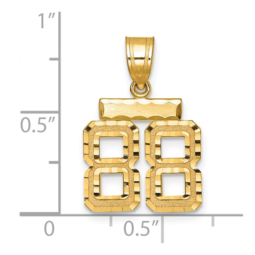 10k Small Brushed Diamond-cut Number 88 Charm