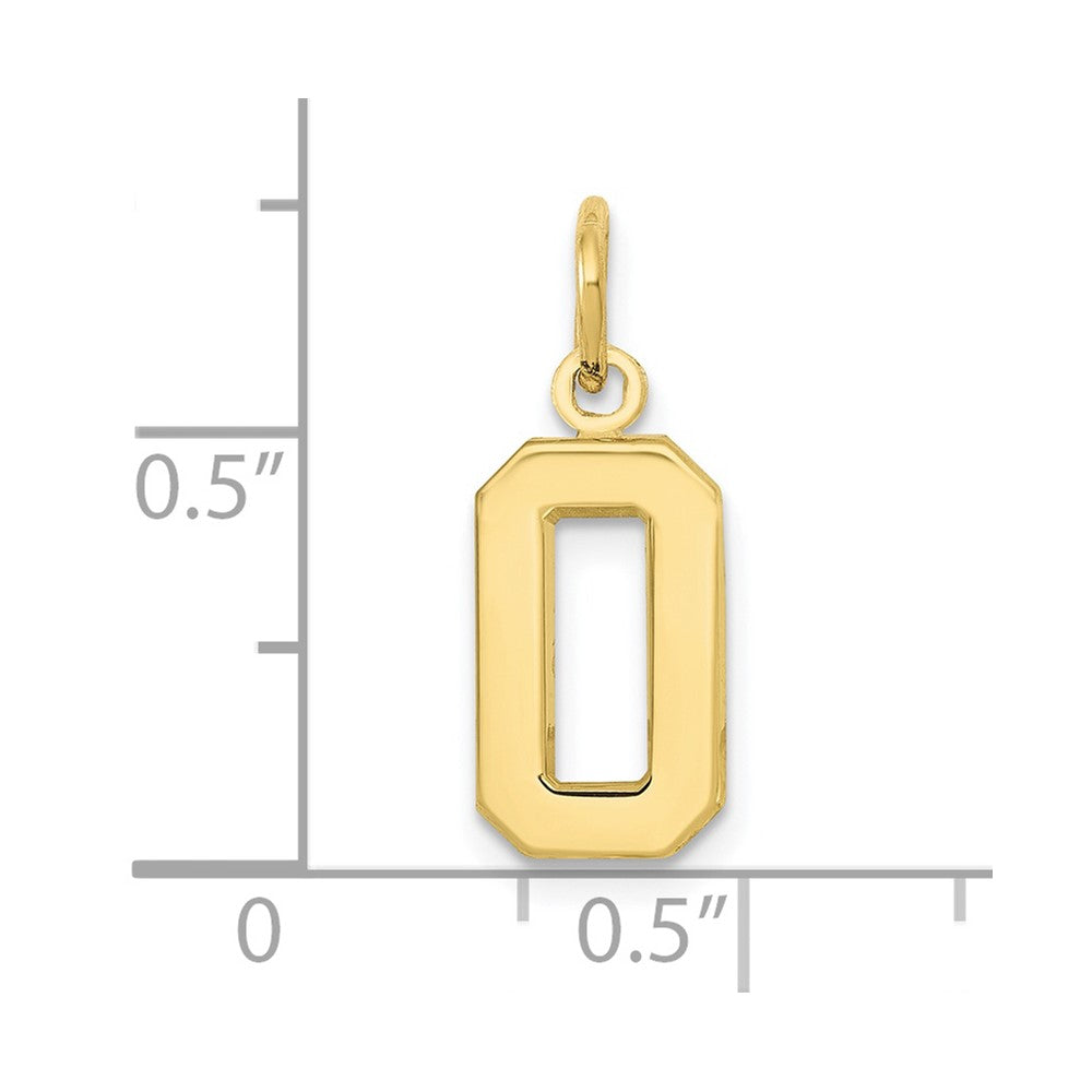 10k Small Polished Number 0 Charm