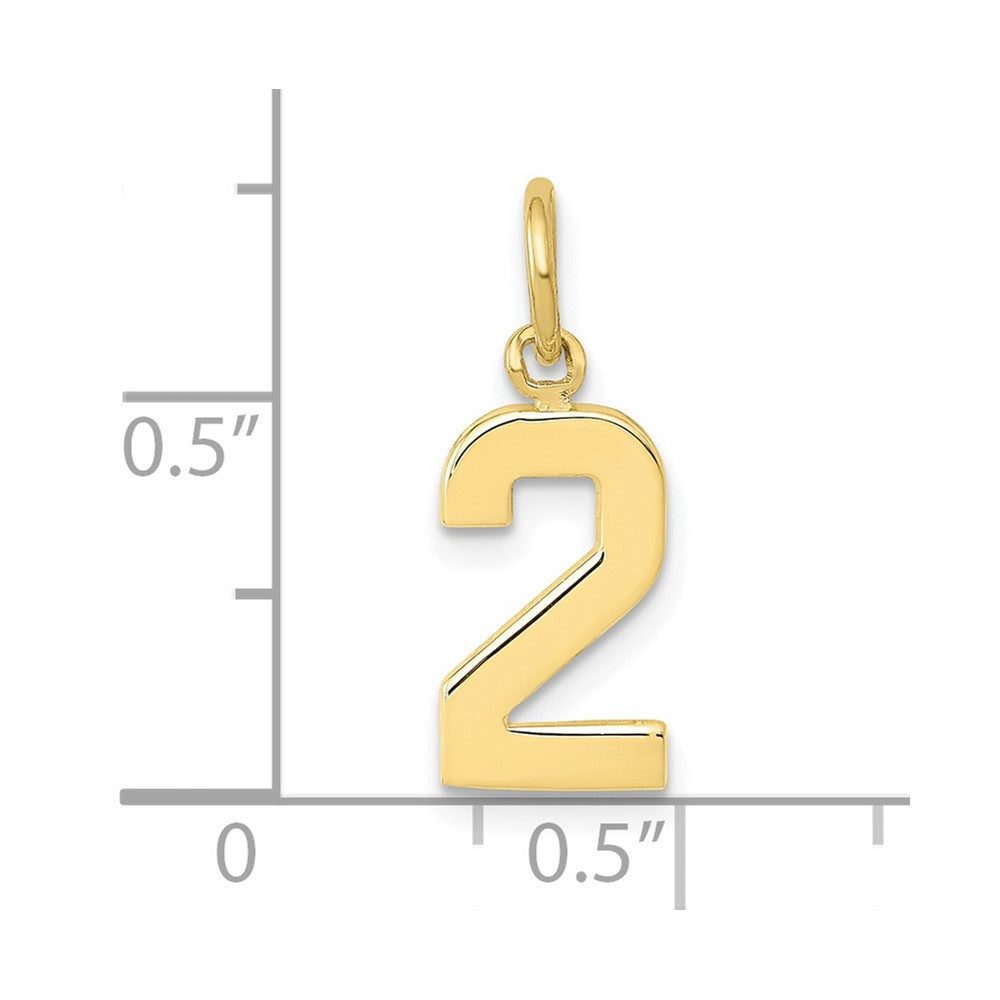 10k Small Polished Number 2 Charm