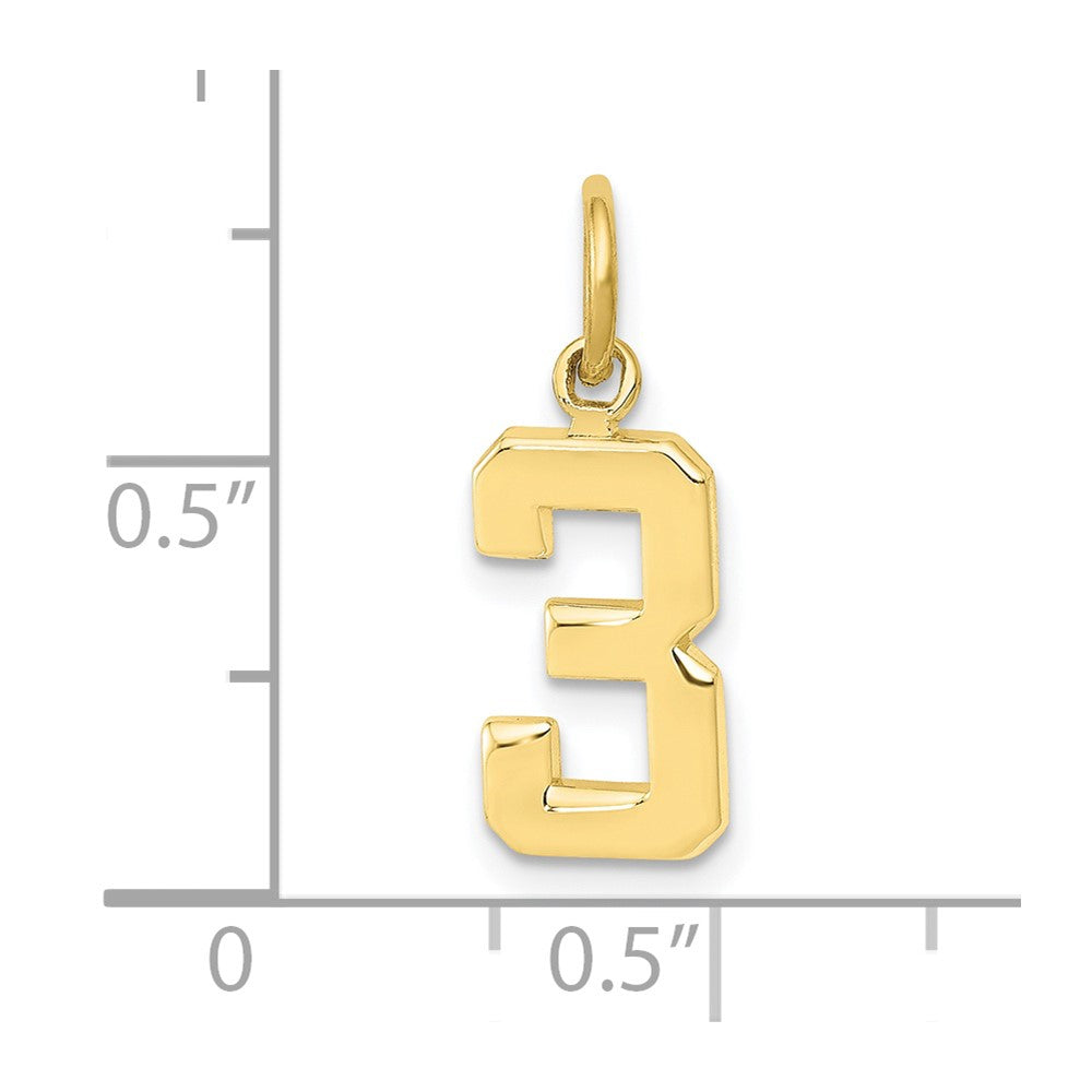 10k Small Polished Number 3 Charm