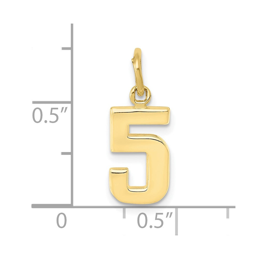 10k Small Polished Number 5 Charm