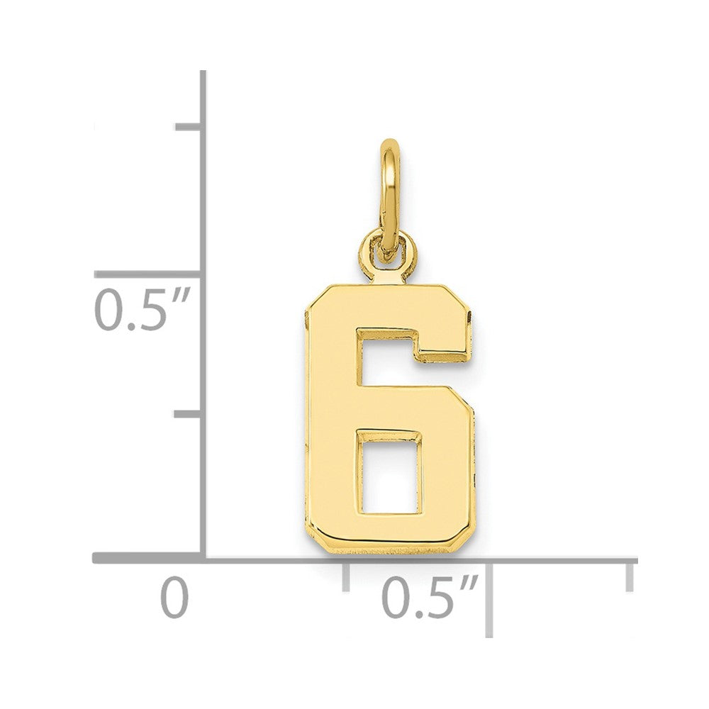 10k Small Polished Number 6 Charm