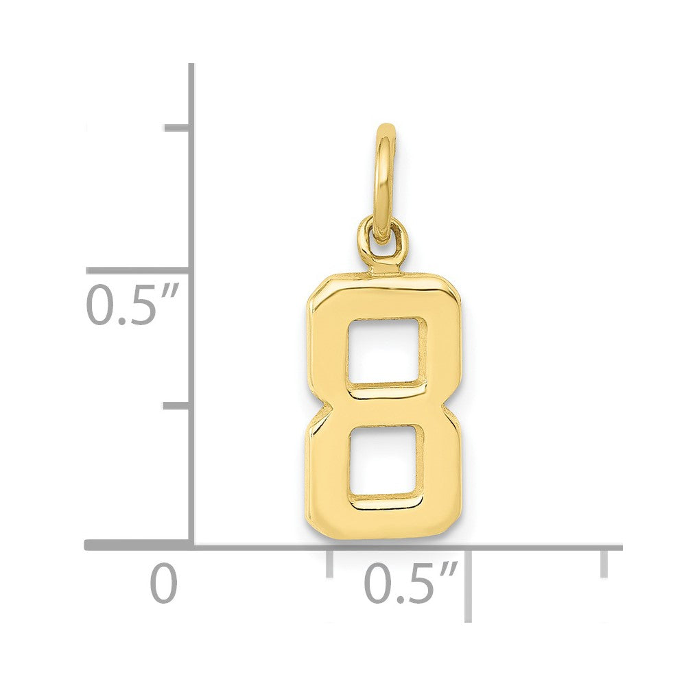10k Small Polished Number 8 Charm