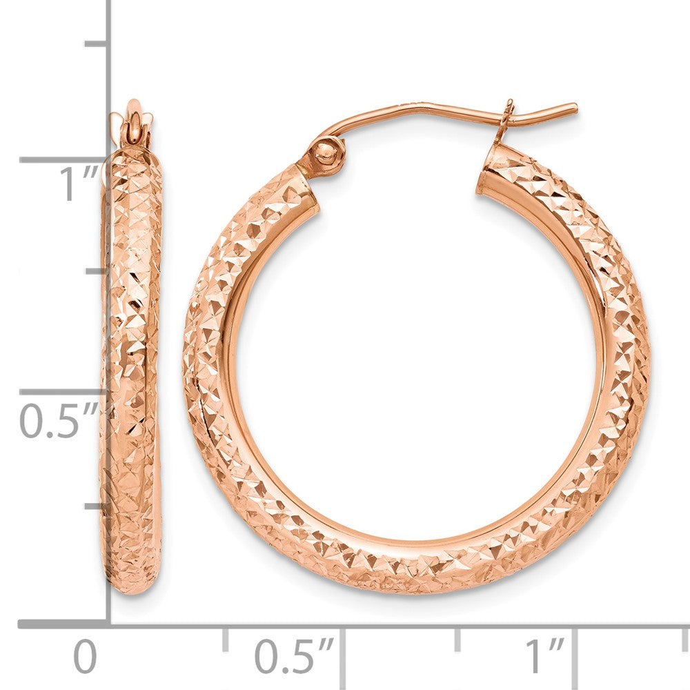 10K Rose Gold 3mm Diamond-cut Hoop