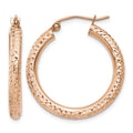 10K Rose Gold 3mm Diamond-cut Hoop