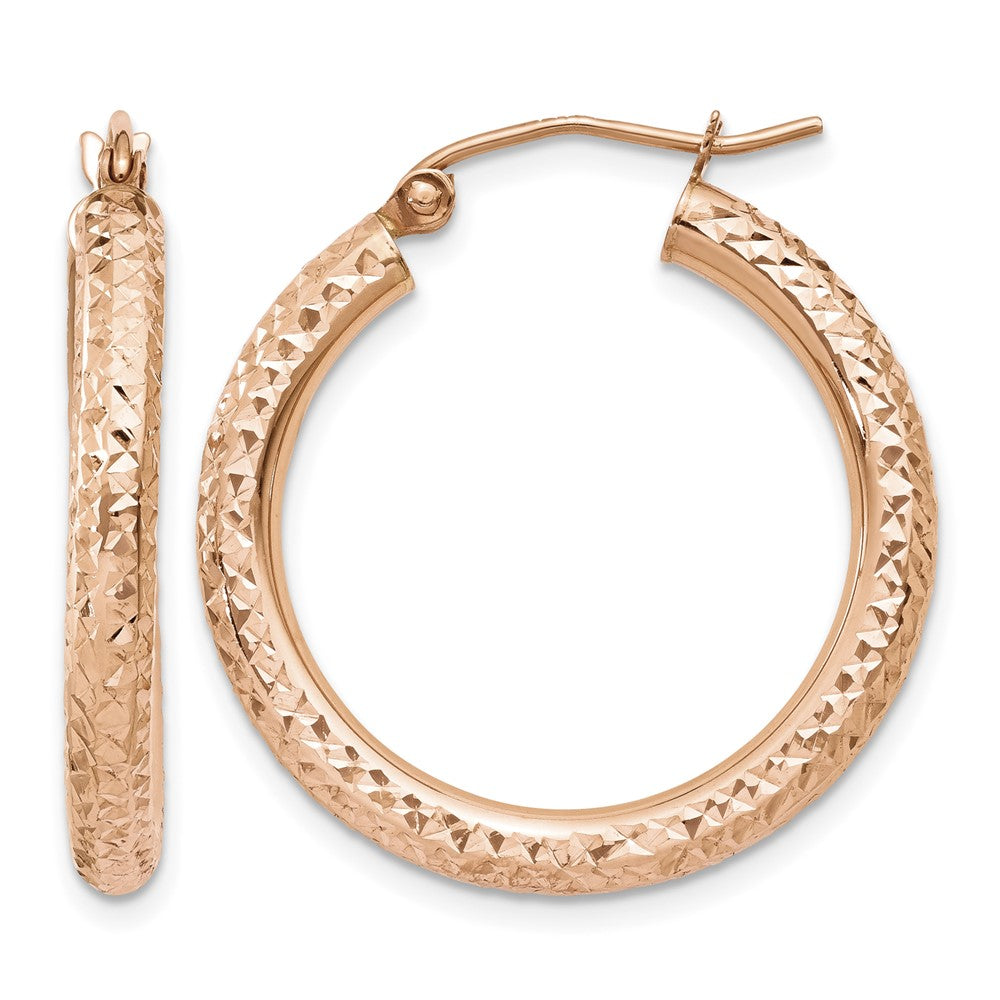 10K Rose Gold 3mm Diamond-cut Hoop