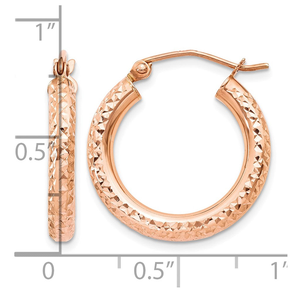 10K Rose Gold 3mm Diamond-cut Hoop