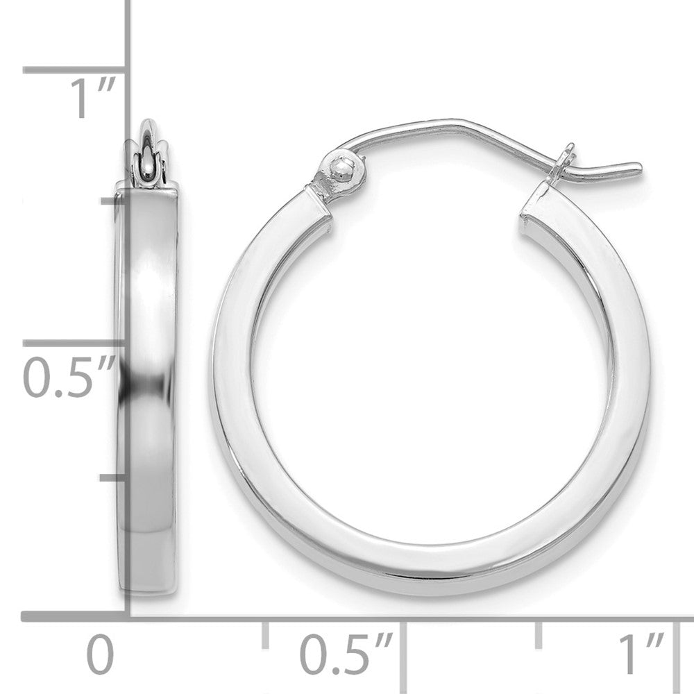 10k White Gold 2x3mm Rectangle Tube Hoop