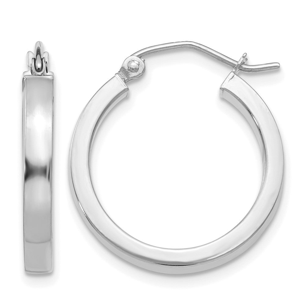 10k White Gold 2x3mm Rectangle Tube Hoop