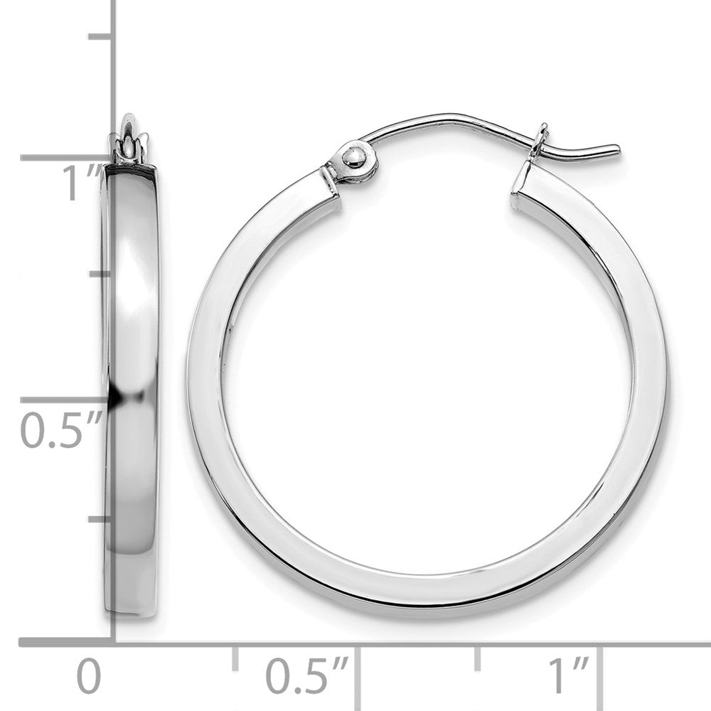 10k White Gold 2x3mm Rectangle Tube Hoop