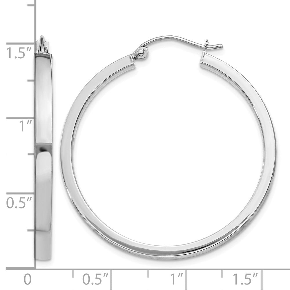 10k White Gold 2x3mm Rectangle Tube Hoop