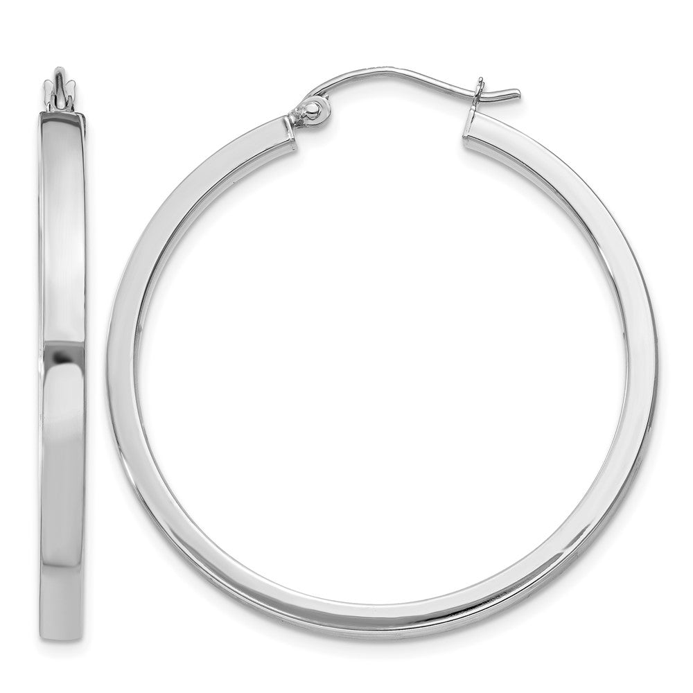 10k White Gold 2x3mm Rectangle Tube Hoop