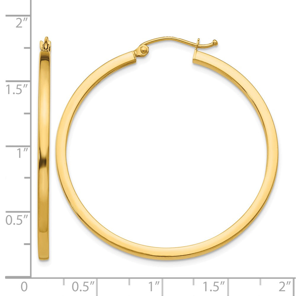10k 2mm Square Tube Hoop Earrings