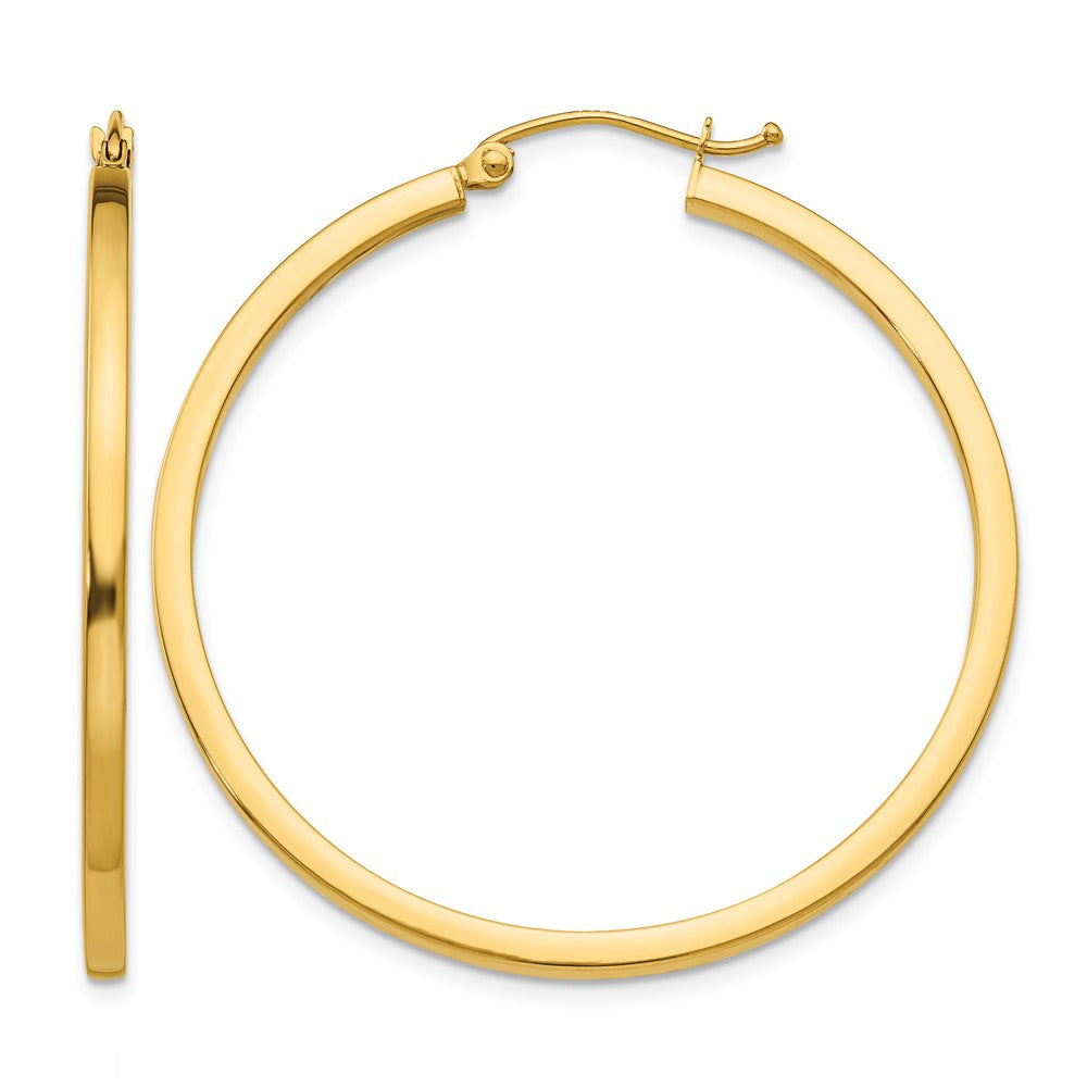 10k 2mm Square Tube Hoop Earrings