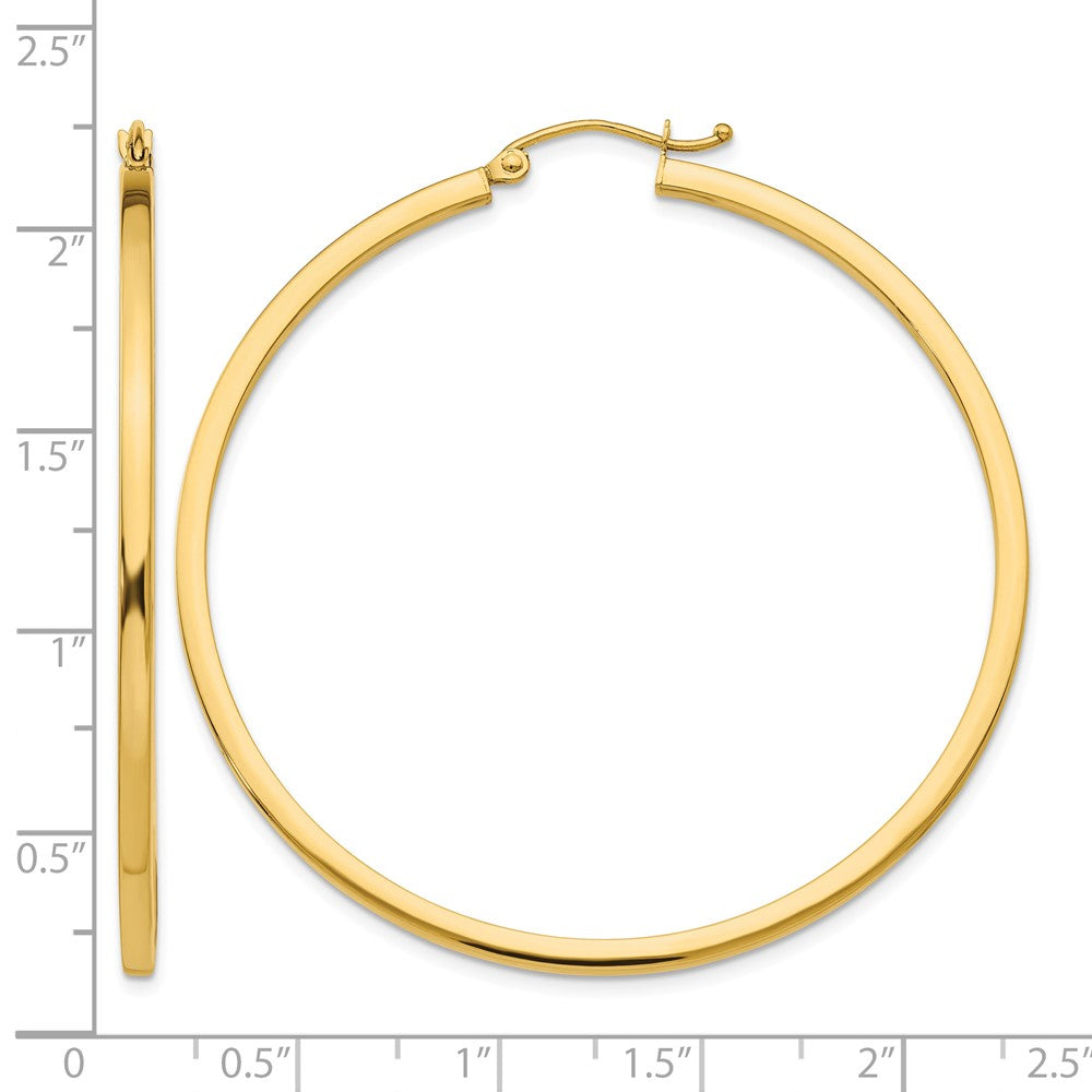 10k 2mm Square Tube Hoop Earrings