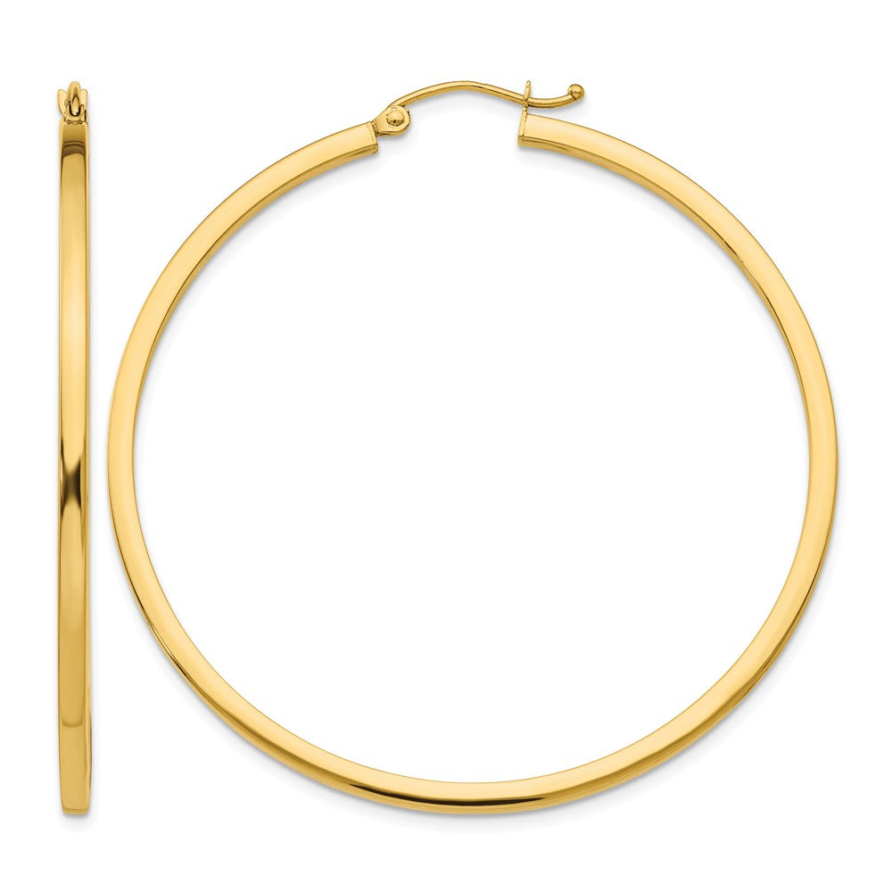 10k 2mm Square Tube Hoop Earrings