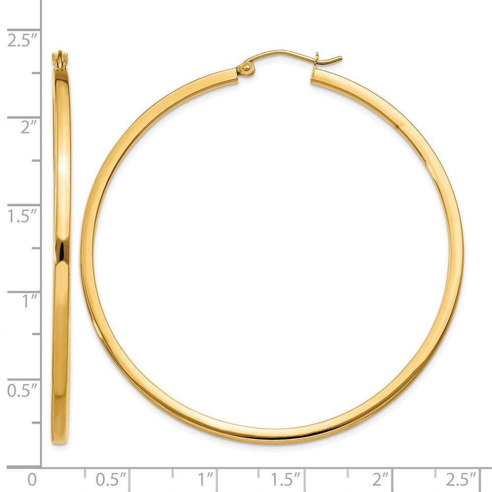 10k 2mm Square Tube Hoop Earrings