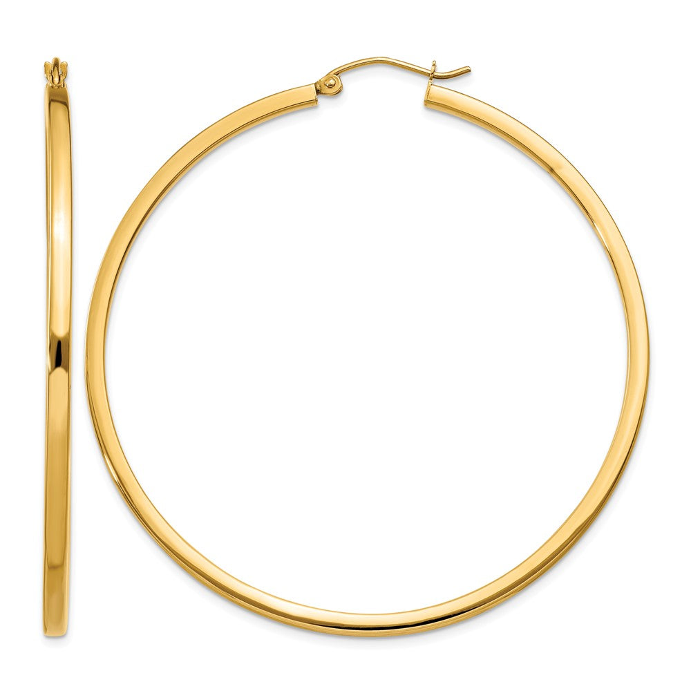 10k 2mm Square Tube Hoop Earrings