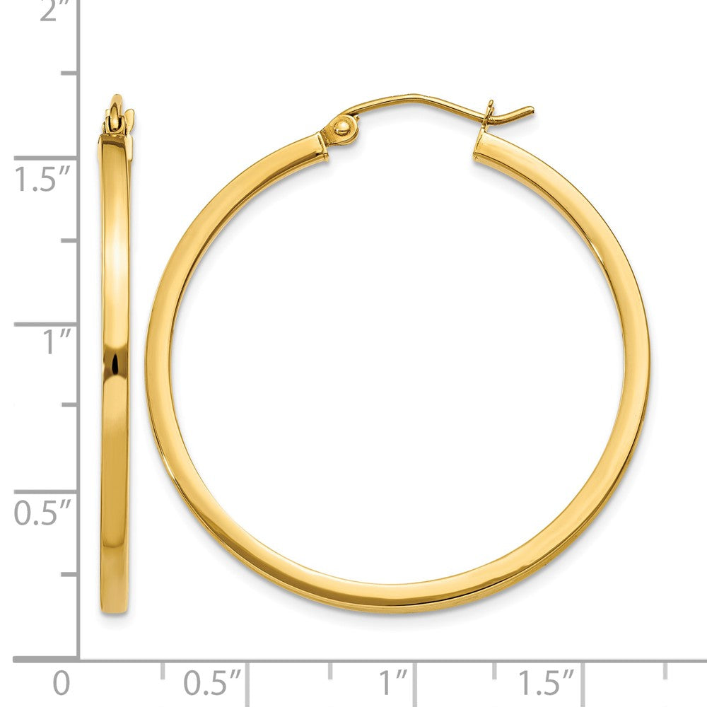10k 2mm Square Tube Hoop Earrings