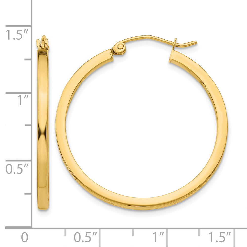 10k 2mm Square Tube Hoop Earrings