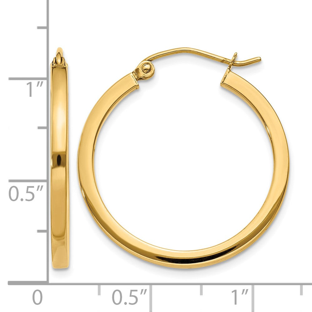 10k 2mm Square Tube Hoop Earrings