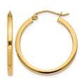 10k 2mm Square Tube Hoop Earrings