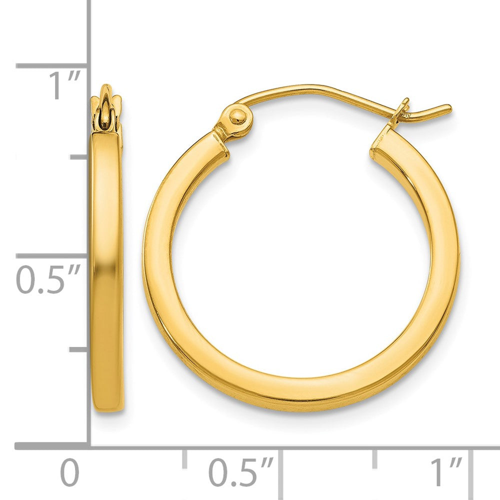 10k 2mm Square Tube Hoop Earrings