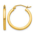 10k 2mm Square Tube Hoop Earrings