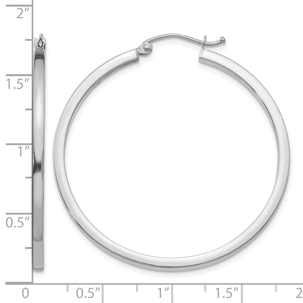 10k White Gold 2mm Square Tube Hoops
